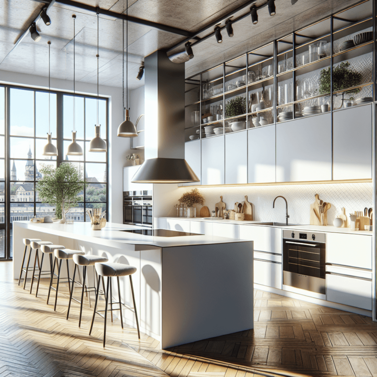 weiße Küche mit Stahlakzenten-Leipzig