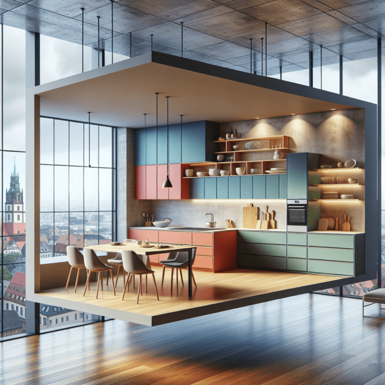 weiße Schwebende Küche-Leipzig